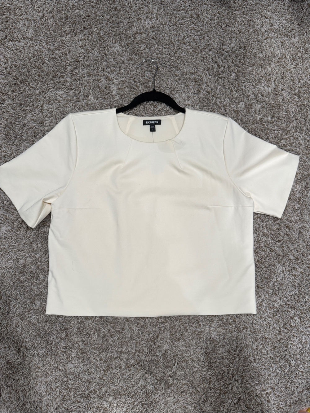 NWT Express Women's Cream Short Sleeve Boxy Top large